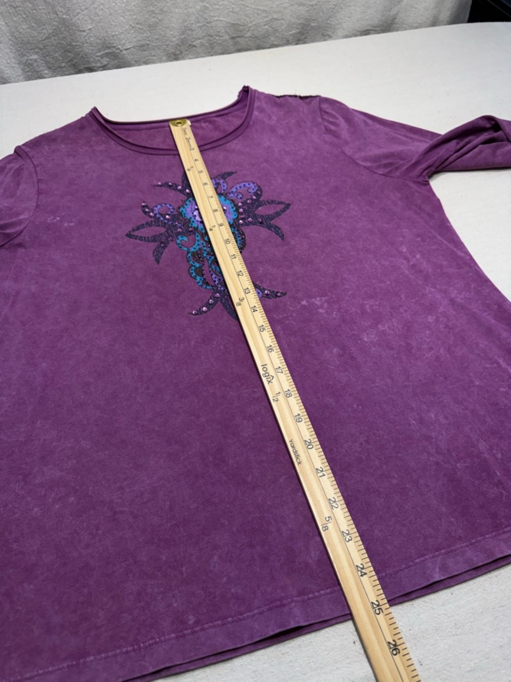 Rena - Purple Floral Embellished Women’s Top - Size XL - Picture 15 of 16